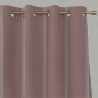 Rana Eyelet Curtains - Dusty Pink Stripe Pattern
