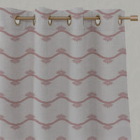 Pink Abstract Linen Eyelet Curtain - Nelani Dusty Pink - Natural base fabric.