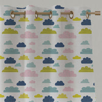 Yellow Kids Linen Eyelet Curtains - Cloud Dreams Circus - White base fabric.