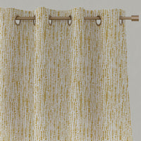 Yellow Patterned Linen Eyelet Curtains - Dora-WHT Dijon - White base fabric.