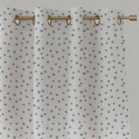 Grey Spotted Linen Eyelet Curtains - Dottie Greige-WHT - White base fabric.
