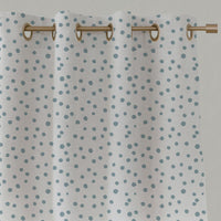Blue Spotted Linen Eyelet Curtains - Dottie Shadow Blue-WHT - White base fabric.