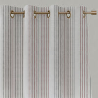 Pink Striped Linen Eyelet Curtains - Else Peony - WHT - White base fabric.