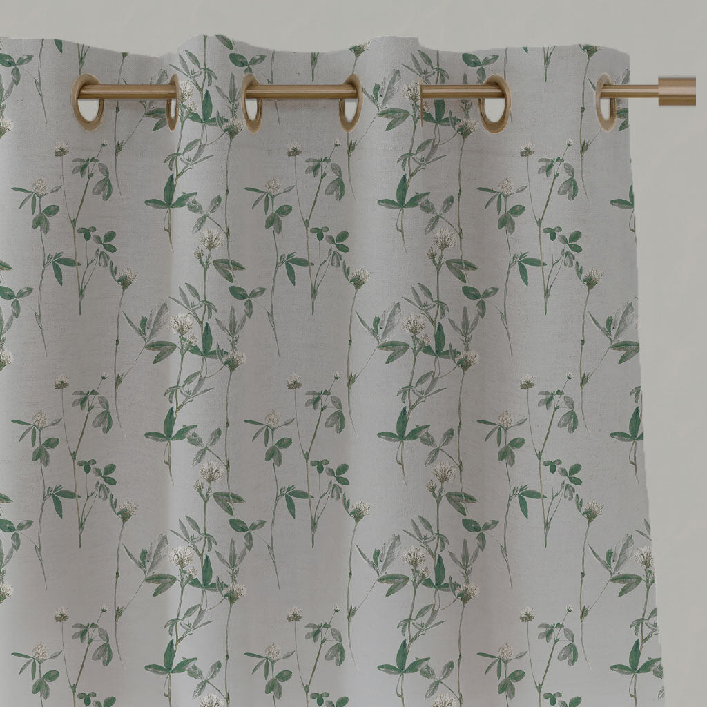 White Floral Linen Eyelet Curtains - Estelle White - White base fabric.