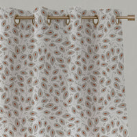 Orange Botanical Linen Eyelet Curtains - Goldie Terracotta-WHT - White base fabric.