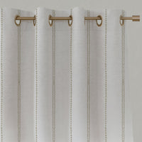 Neutral / Grey Striped Linen Eyelet Curtains - Inga Clay - White base fabric.