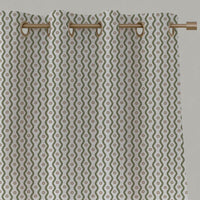 Green Abstract Linen Eyelet Curtain - Kirabe Moss-WHT - White base fabric.