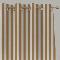 Orange / Yellow Striped Linen Eyelet Curtains - Liliana Ochre-WHT - White base fabric.