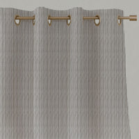 Brown Striped Linen Eyelet Curtains - Maisa Nougat - White base fabric.