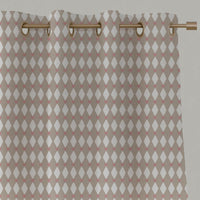 Pink Abstract Linen Eyelet Curtain - Ronelle Peony-WHT - White base fabric.
