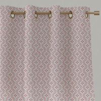 Pink Abstract Linen Eyelet Curtain - Unica Dusty Pink-WHT - White base fabric.