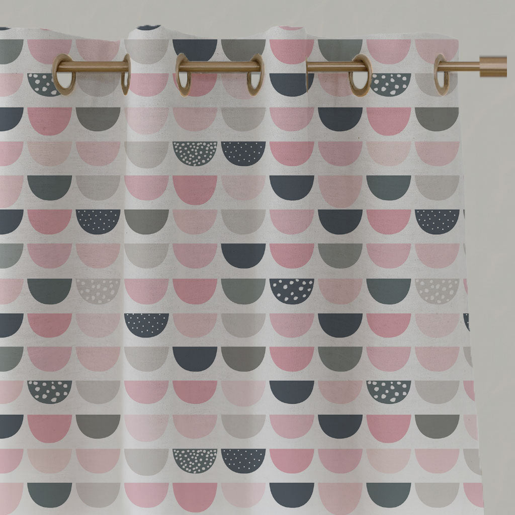 Pink Kids Linen Eyelet Curtains - Zippo Pink - White base fabric.