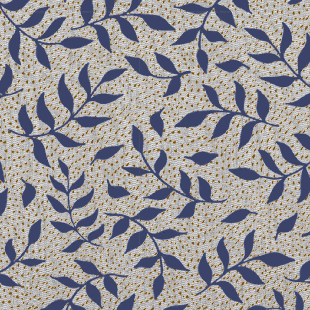 Fita Deep Blue - Floral Blue print on Linen Cotton fabric