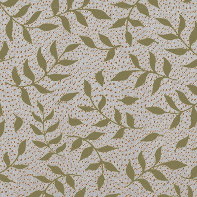Fita Khaki - Floral Green print on Linen Cotton fabric