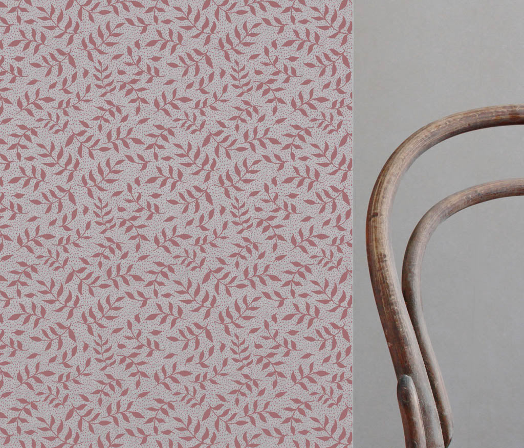 Fita Wine Pink - Floral Red and Pink print on Linen Cotton fabric