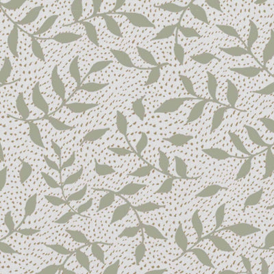Fita Moss WHT - fabric with Green floral print