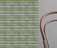 Fransibella Moss Green-NAT - natural curtain fabric with Green abstract print
