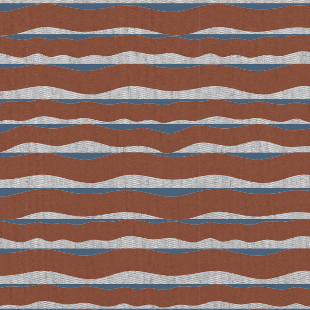 Fransibella Terracotta-NAT - natural curtain fabric with Orange abstract print