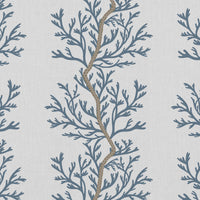 Galilea Blue - white curtain fabric with Blue abstract print