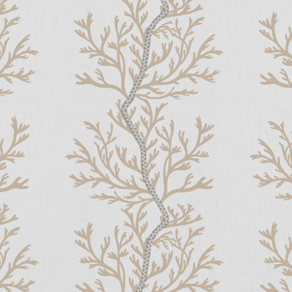 Galilea Pastel Brown - white curtain fabric with Brown abstract print