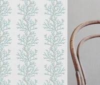 Galilea Sage - white curtain fabric with Green abstract print