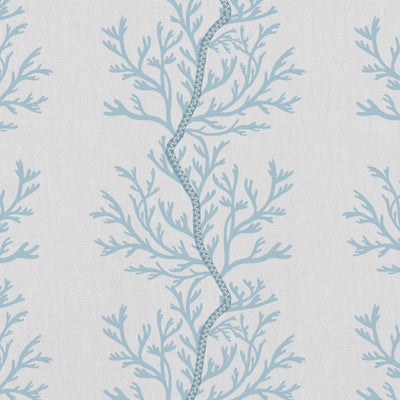 Galilea Sky - white curtain fabric with Blue abstract print