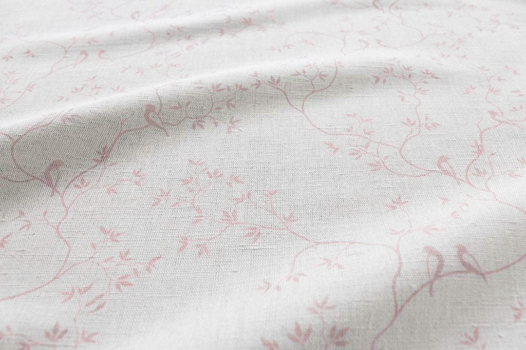 Pale pink Botanical Floral Fabric close-up shot