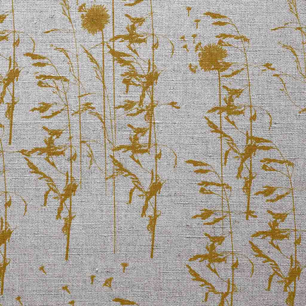 Breeze Gold Ochra - Curtain fabric with Orange Yellow botanical pattern