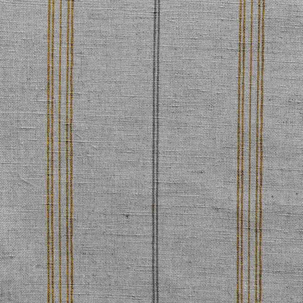 Elise Gold Ochra - Linen Cotton mix curtain fabric, Orange & Grey stripes