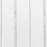 Inga Greige - White fabric with Grey decorative stripes, 100% Linen