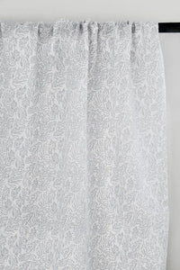 Lisbell Greige-WHT - White linen fabric with Grey botanical print