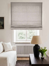 Grey Made to measure linen roman blind - Cotton Lined. Greta Winter Fog.