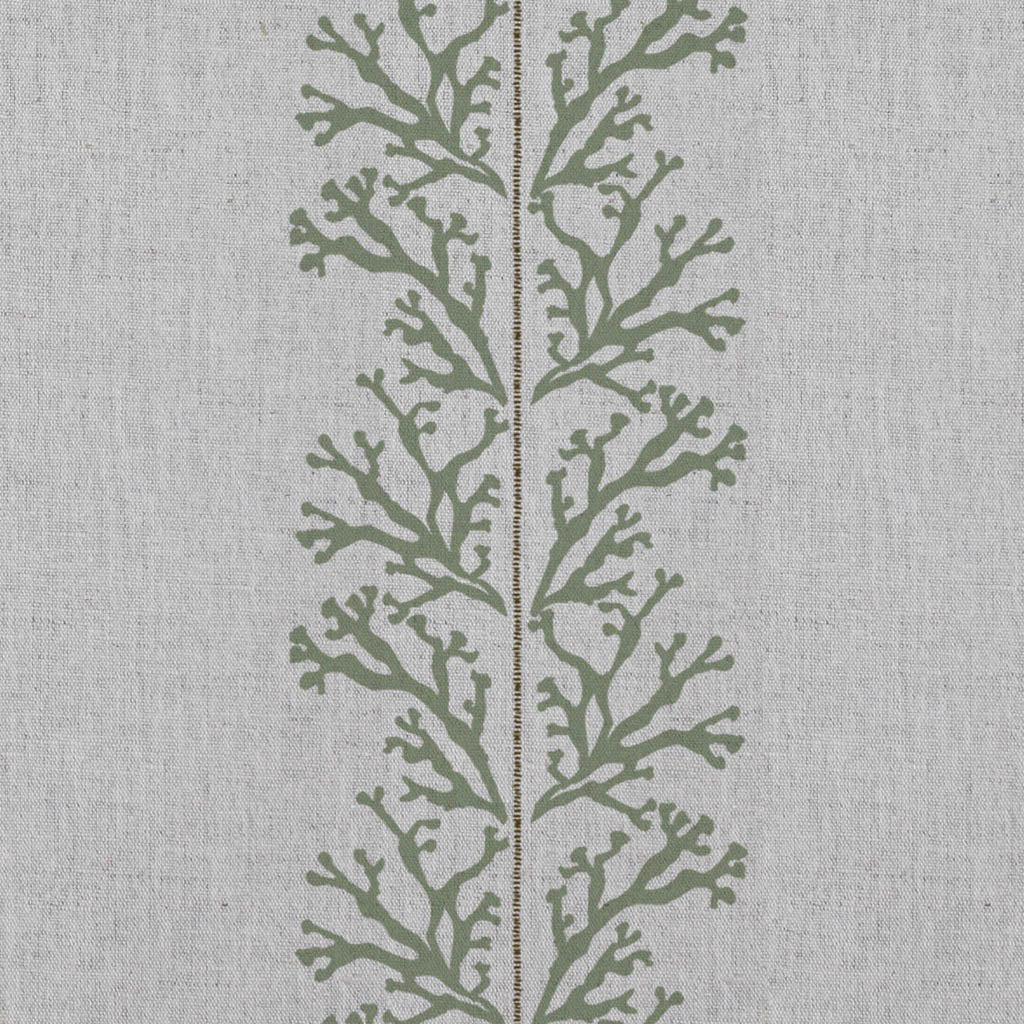 Hensley Khaki - Curtain fabric with Green abstract print