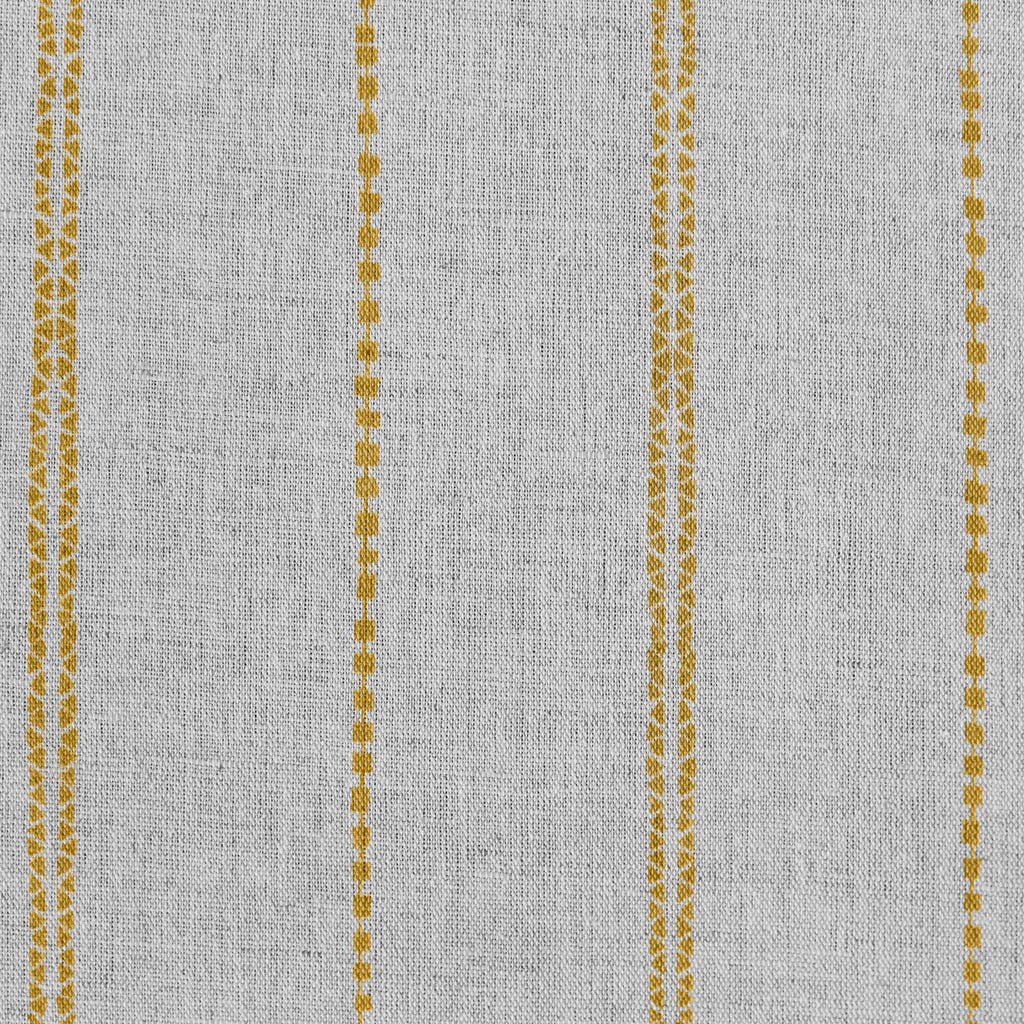 Inga-NAT Honey - Natural fabric with Yellow decorative stripes, Linen Cotton mix