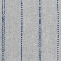 Inga-NAT Night Blue - Natural fabric with Blue decorative stripes, Linen Cotton mix