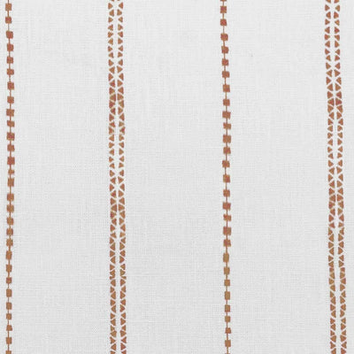 Inga Sand - White fabric with Brown decorative stripes, 100% Linen
