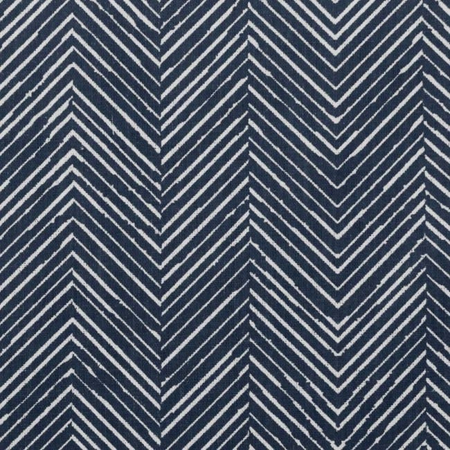 Lulu Ink- White fabric with Ink Blue Print. Abstract Print, 100% Linen