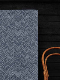 Lulu Ink- White fabric with Ink Blue Print. Abstract Print, 100% Linen