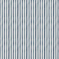 Evelina Ink-WHT - White curtain fabric with Blue Striped print