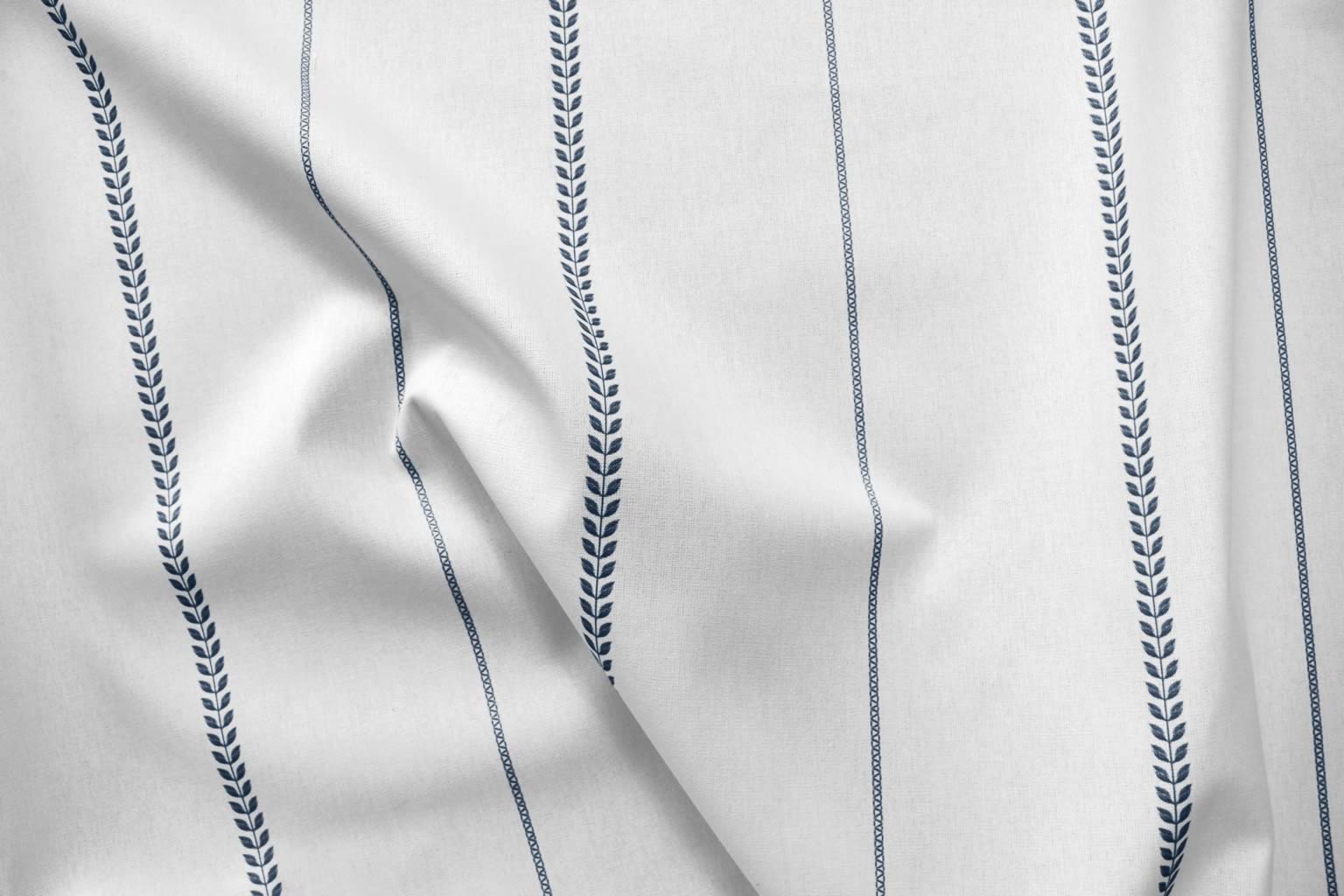 Berit Ink - curtain fabric with Dark Blue striped print