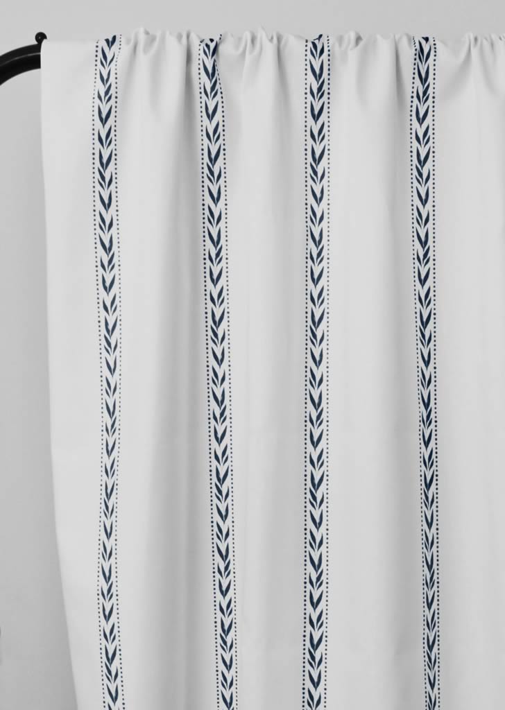 Helena Ink - curtain fabric with Dark Blue striped print