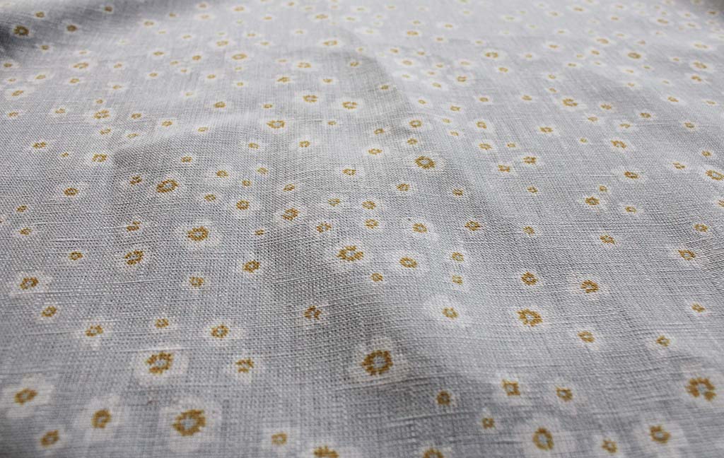 Janika Dijon - Linen Curtain fabric with flower print