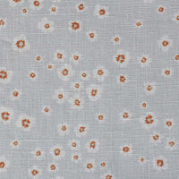 Janika Tangerine - Linen curtain fabric - Orange flower print on Grey background