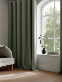 Dinah Khaki - Green Linen Mix Curtains