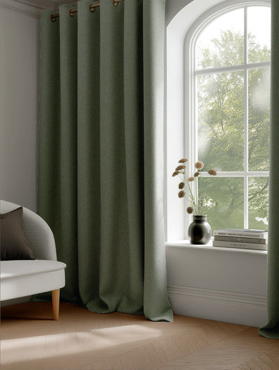 Dinah Khaki - Green Linen Mix Curtains