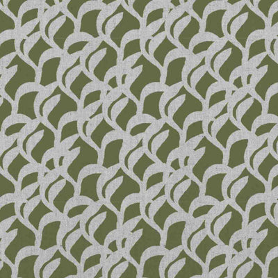 Edlyn Khaki - Curtain fabric with Green abstract botanical print