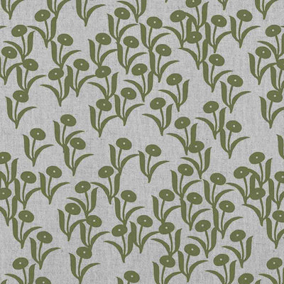 Nalini Khaki - Natural fabric with botanical green print