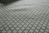 Jonna Khaki - Curtain fabric, green moroccan clover pattern