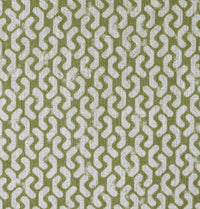Arina Khaki - Natural curtain fabric, Green abstract print