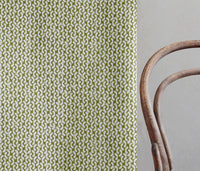 Arina Khaki - Natural curtain fabric, Green abstract print